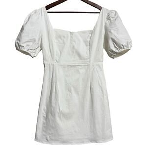 Altar'd State White square neck puff sleeve stretchy short dress XL